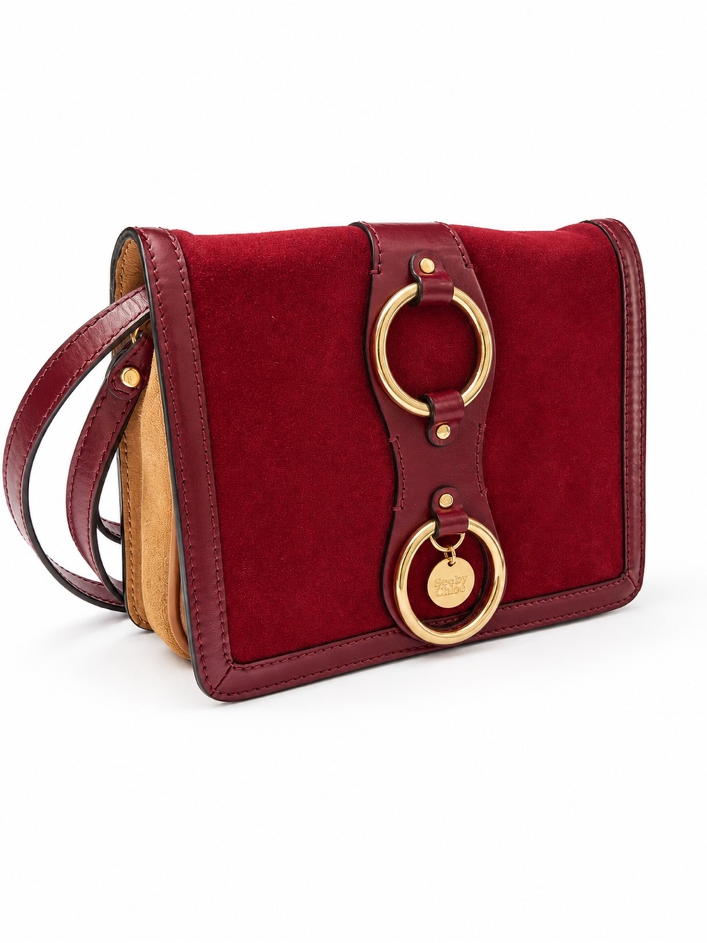 See By Chloé Red Suede Shoulder Bag Burgundy